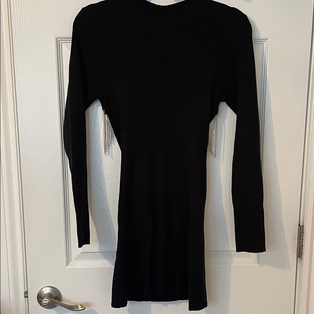 Le Lis Black Long Sleeve Dress with Chain Detail
